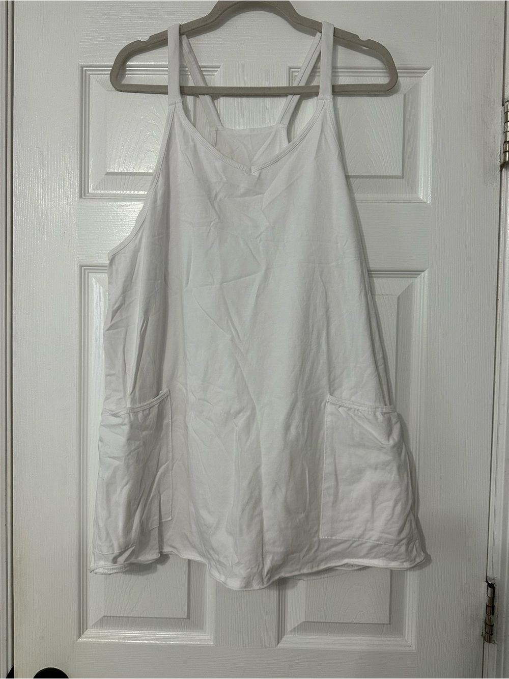 White Sleeveless Pocket Tank Top